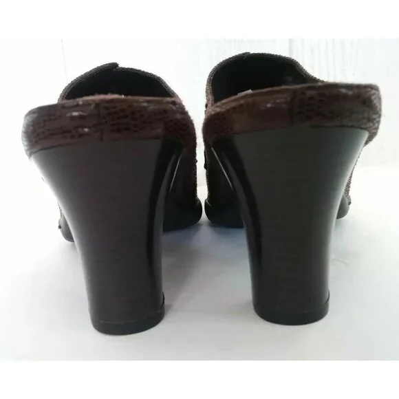 Aerosoles Cinch Worm Women's Brown Vegan Mules Slip On High Heels Sandals 7.5 B - Picture 4 of 10
